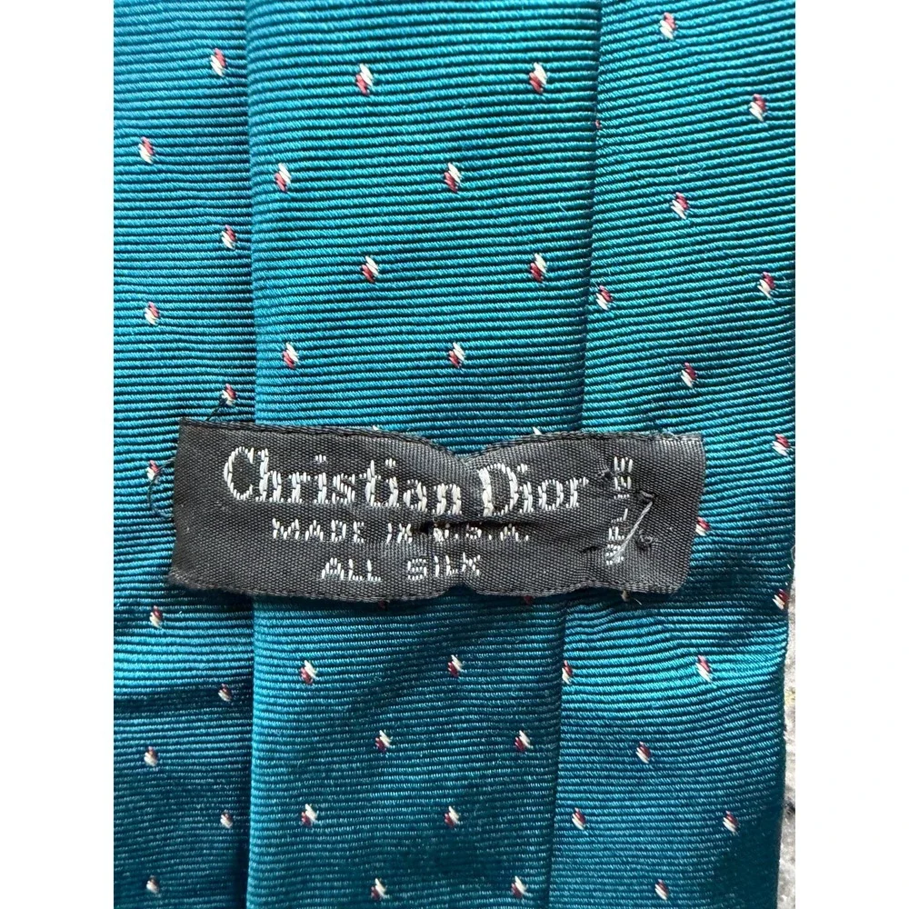 Christian Dior Men's Jacquard 100% Silk Neck Tie Designer Teal 59